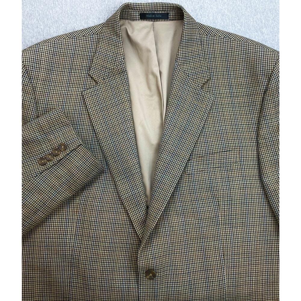 Lauren Ralph Lauren Blazer Mens 46R Houndstooth 100% Wool 2-Button Lined Jacket